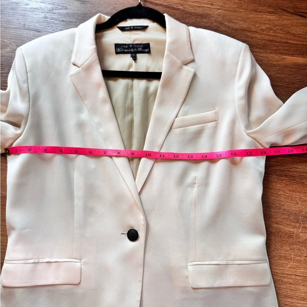 Rag & Bone for Barneys Ivory One Button Tailored Blazer Career Jacket Size 8 - Picture 9 of 16